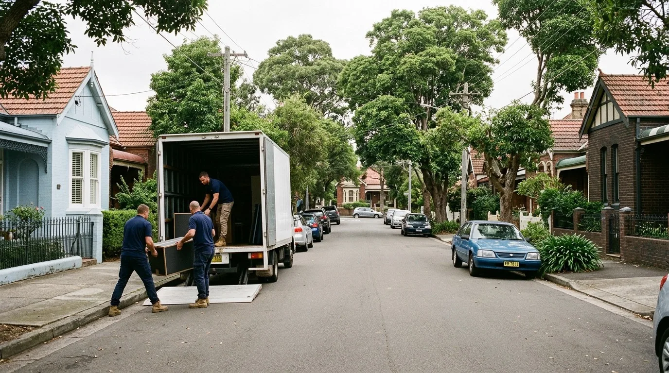 Removalists at work on a street in Annandale, Sydney