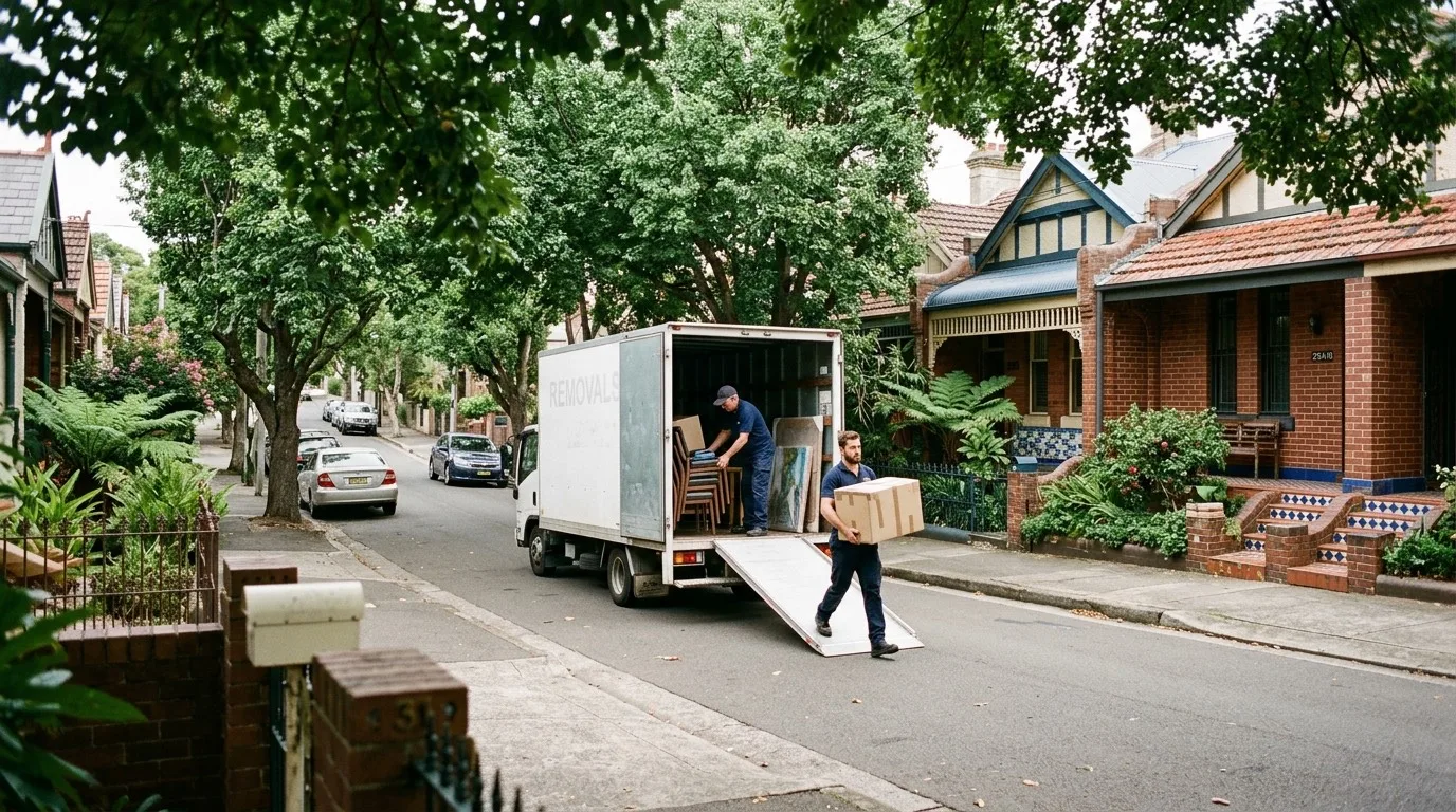 Removalists at work on a street in Leichhardt, Sydney